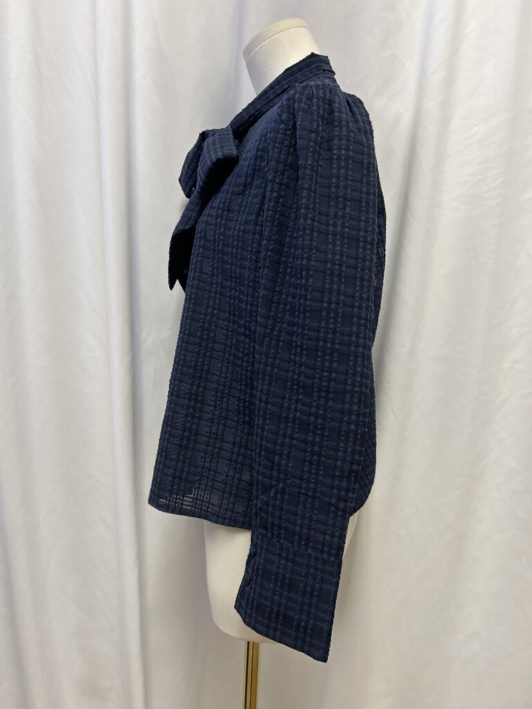 Soiree Plaid Tie Neck Top