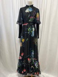 Mac Duggal Floral Puff Sleeve Maxi Dress NWT
