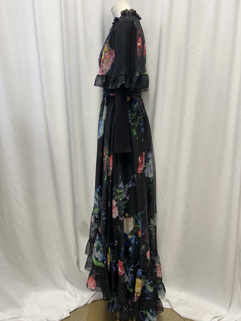 Mac Duggal Floral Puff Sleeve Maxi Dress NWT