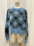 Ganni Alpaca/Wool Plaid Crew Neck Sweater