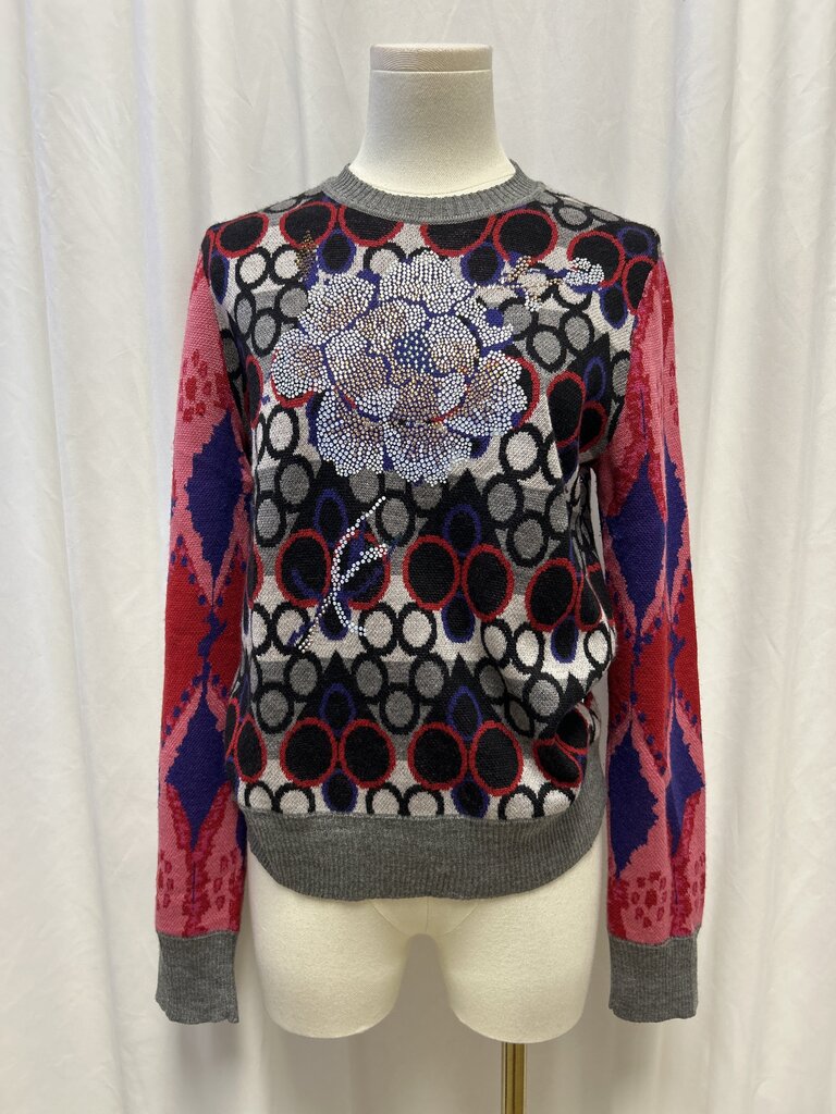 Libertine Crystal Floral Print Cashmere/Silk Sweater