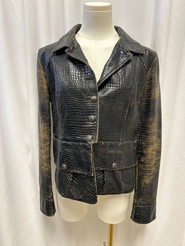 Chanel Vintage 2003 Brown Faux Leather Jacket