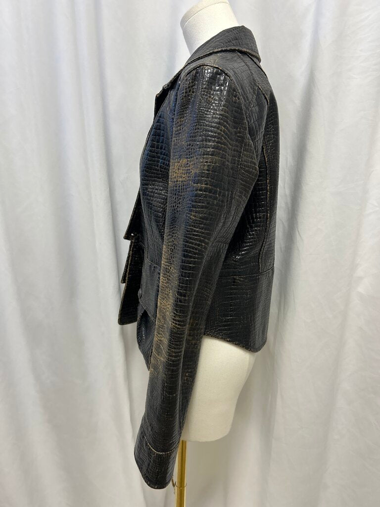 Chanel Vintage 2003 Brown Faux Leather Jacket