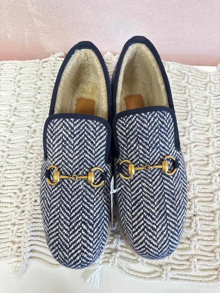 Gucci Wool Herringbone Unisex Loafers (Pristine)