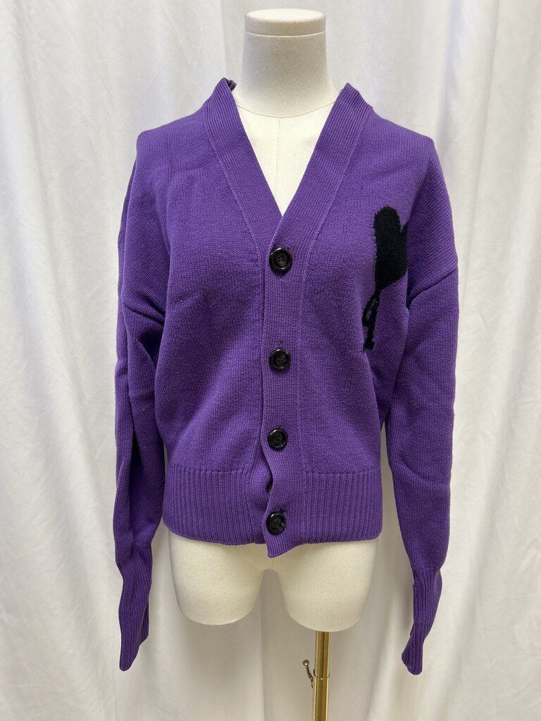 Ami Virgin Wool Heart Logo Cardigan