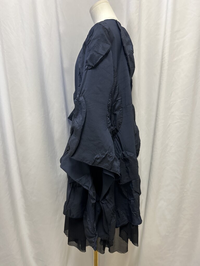 Heydari Iridescent Shift Coat w/ Tulle Detail