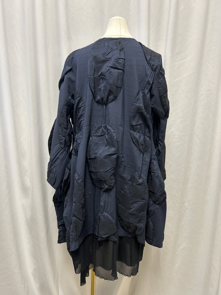 Heydari Iridescent Shift Coat w/ Tulle Detail