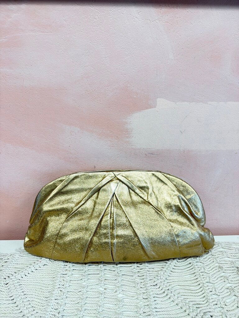 Miu Miu Jumbo Gold Clutch