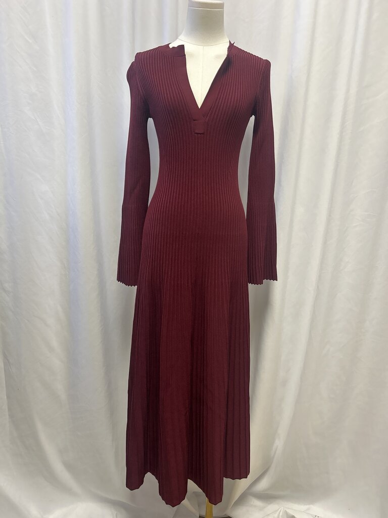 Simkhai Ribbed Long Sleeve V-Neck Dress
