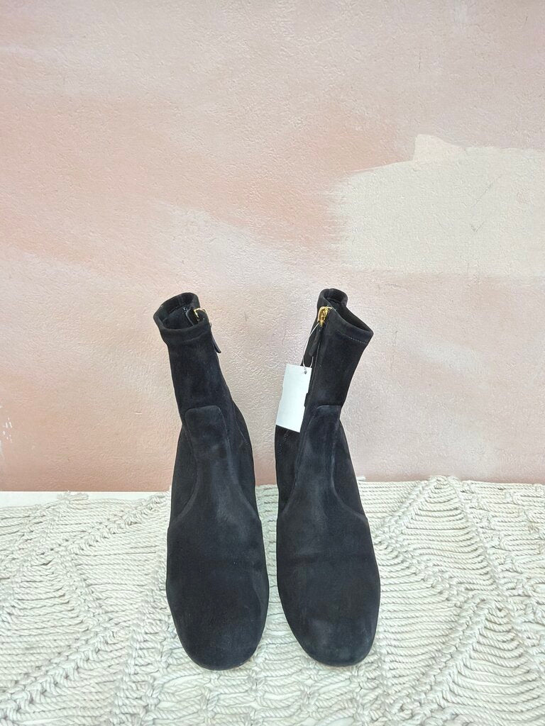 Valentino Suede Studded Block Heel Bootie