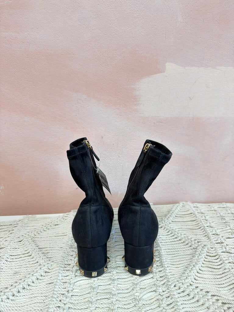 Valentino Suede Studded Block Heel Bootie