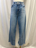 L'Agence Distressed Hem Straight Leg Jean