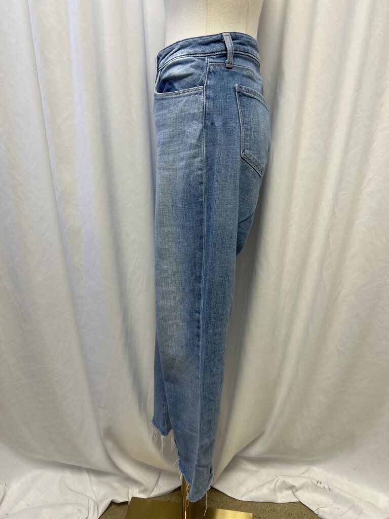L'Agence Distressed Hem Straight Leg Jean