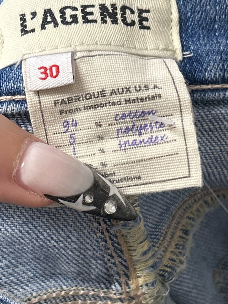 L'Agence Distressed Hem Straight Leg Jean