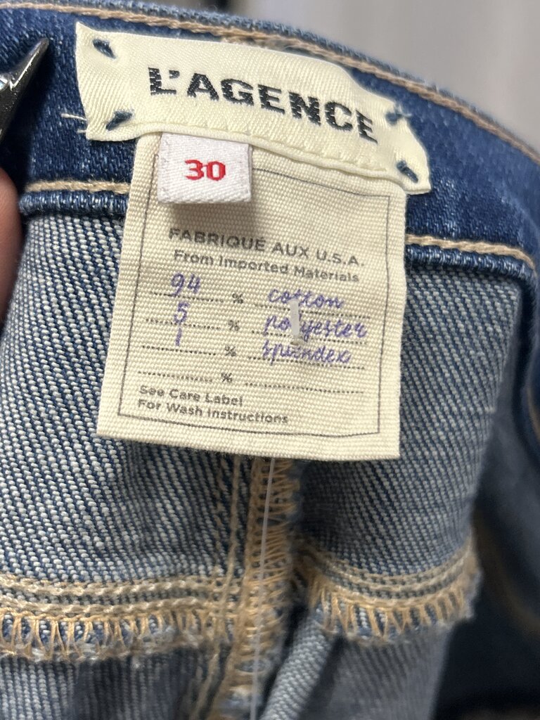 L'Agence Distressed Hem Medium Wash Jean