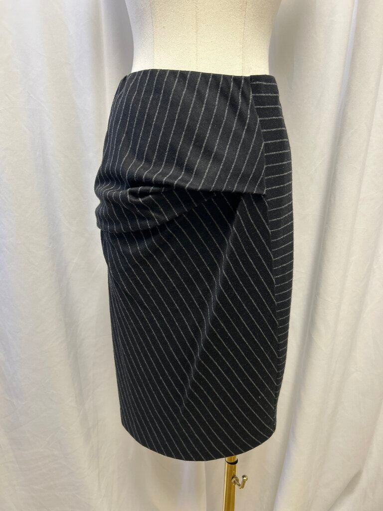 Max Mara Wool Blend Asymmetrical Pin Stripe Skirt