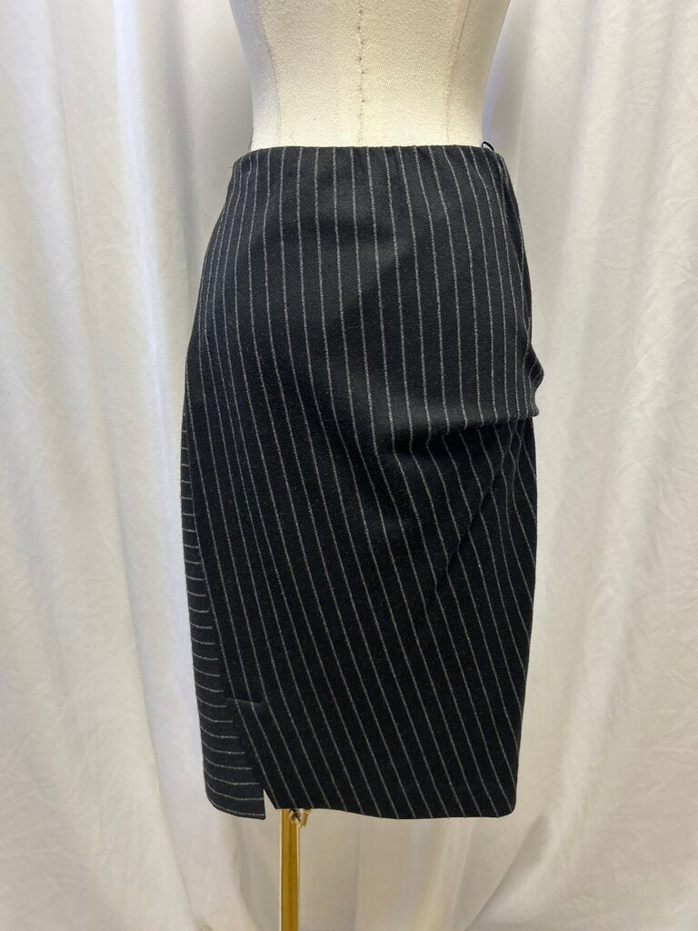 Max Mara Wool Blend Asymmetrical Pin Stripe Skirt