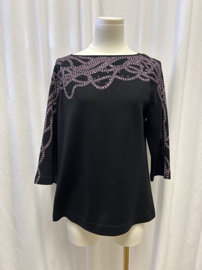St. John Rope Print Scoop Neck Top
