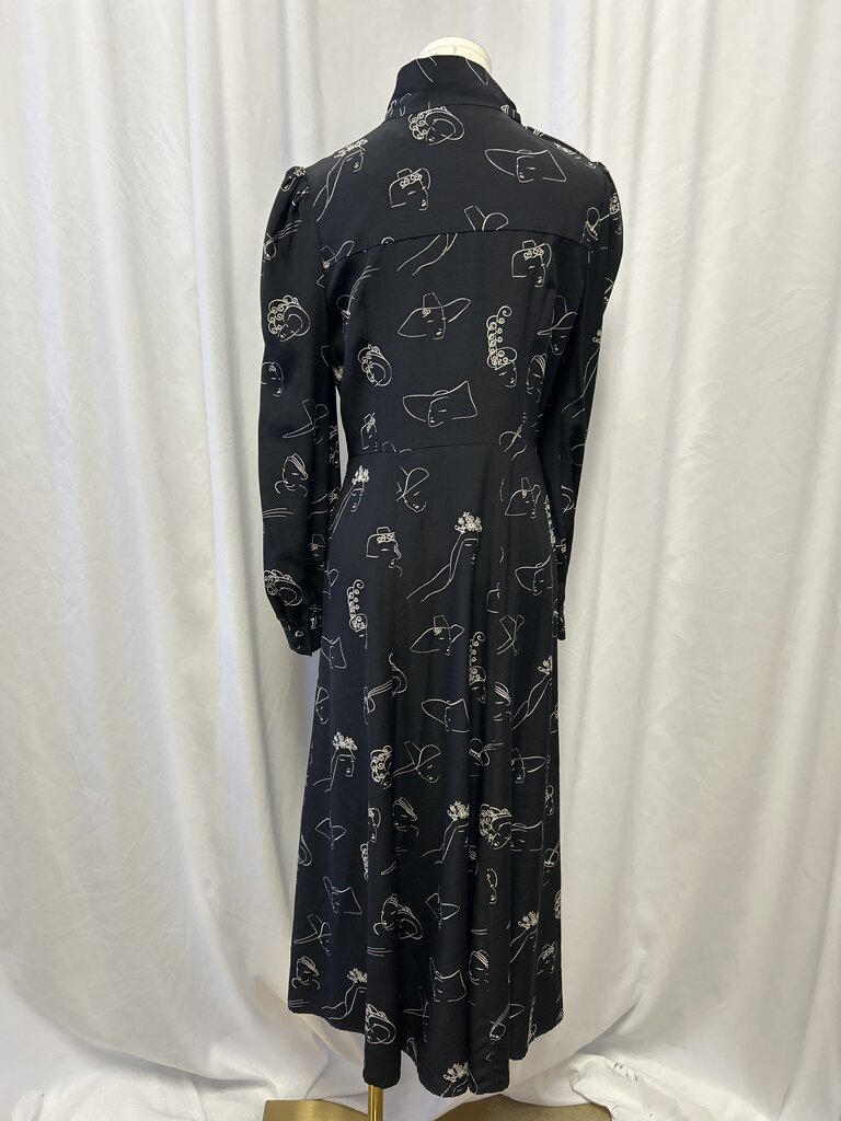 Co Face Print Long Sleeve Dress