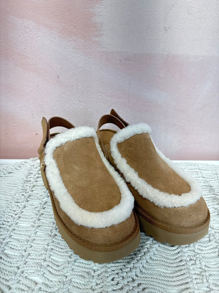 Ugg Shearling Trim Sling Back Clogs