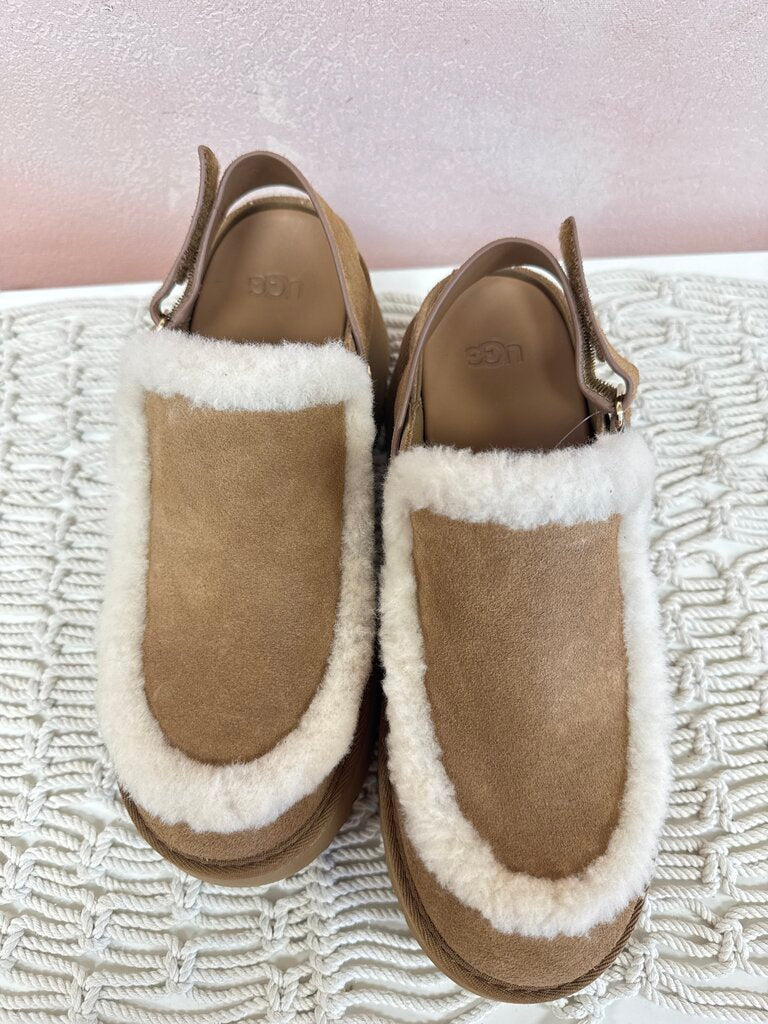 Ugg Shearling Trim Sling Back Clogs