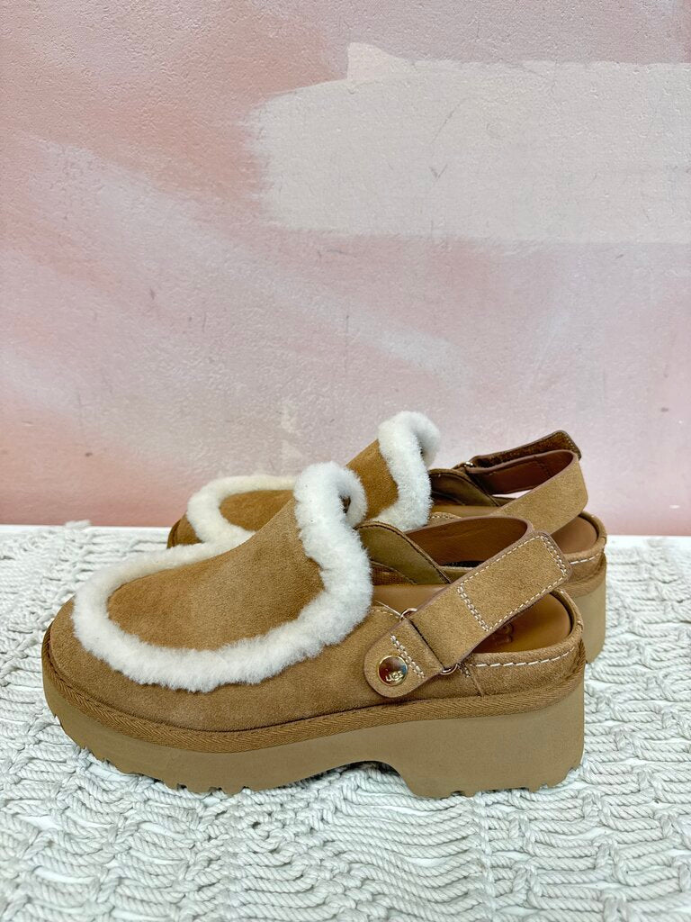 Ugg Shearling Trim Sling Back Clogs
