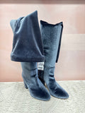 Aquazzura Blue Velvet Thigh High Boots