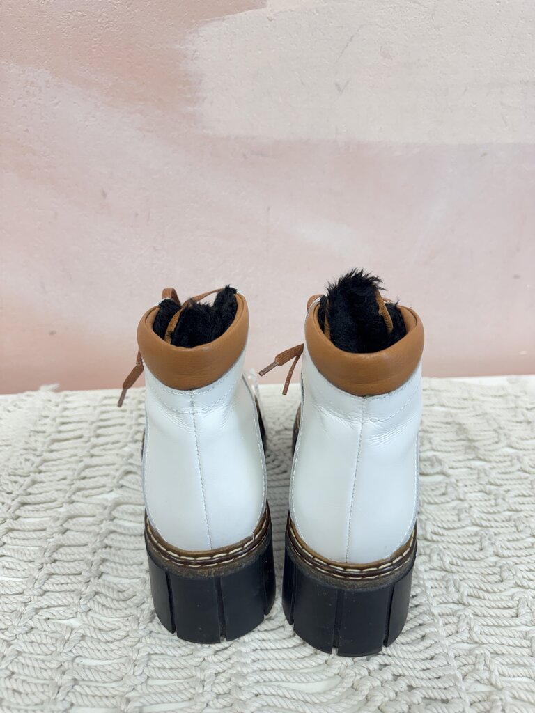 Silent D White Lug Sole Lace Up Bootie