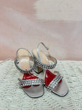 Gucci Silver Sandals w/Crystal Embellishment w/box