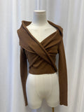 Jonathon Simkhai Brown Cropped Wrap Sweater