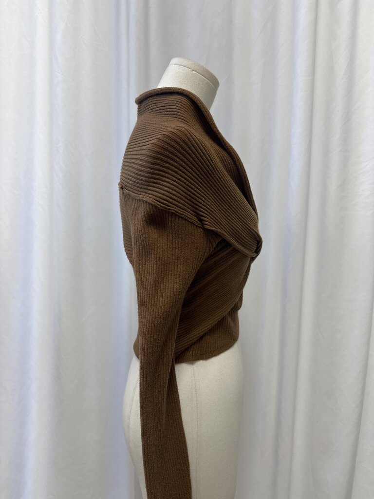Jonathon Simkhai Brown Cropped Wrap Sweater