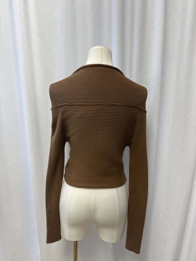 Jonathon Simkhai Brown Cropped Wrap Sweater