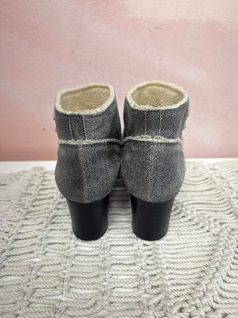 Chanel Grey Interlocking C Ankle Boots