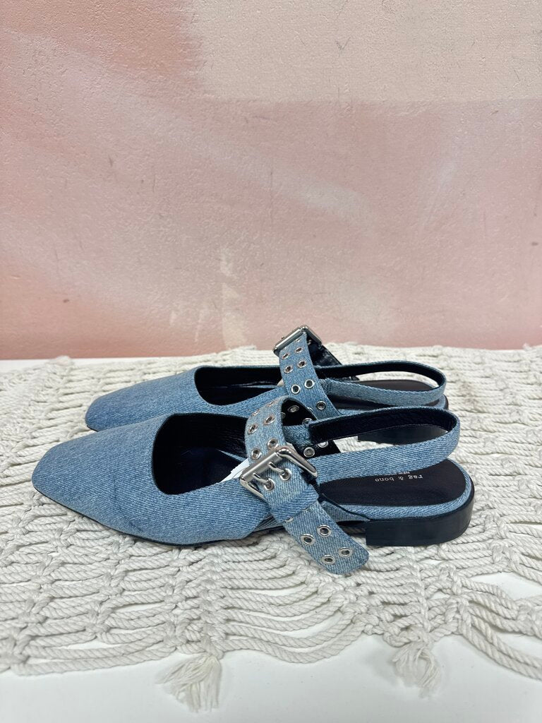rag & bone Denim Slingback Flats