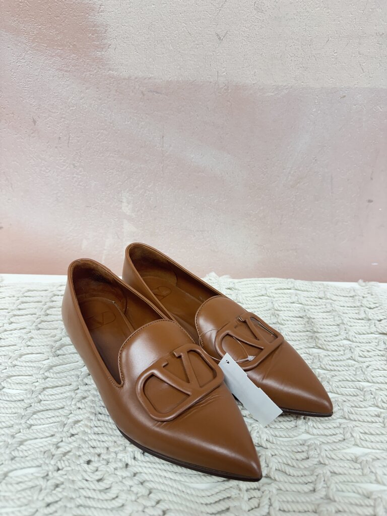 Valentino Leather Pointed Toe Logo Slipper
