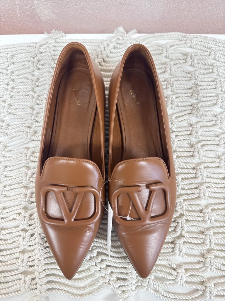 Valentino Leather Pointed Toe Logo Slipper