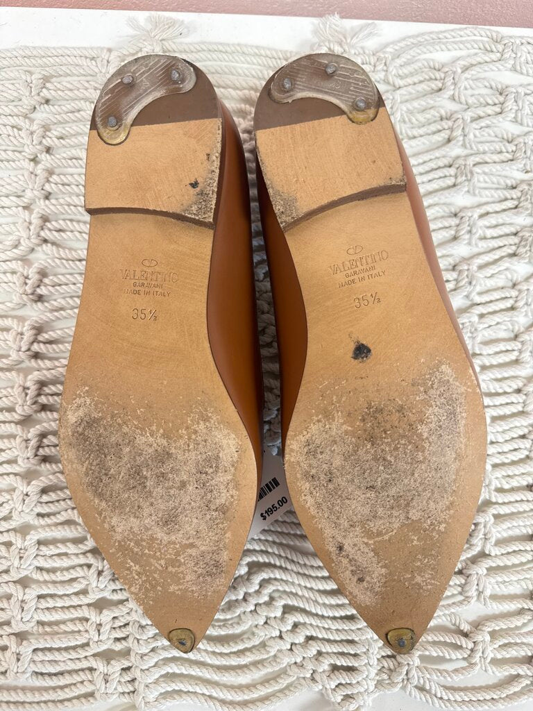 Valentino Leather Pointed Toe Logo Slipper