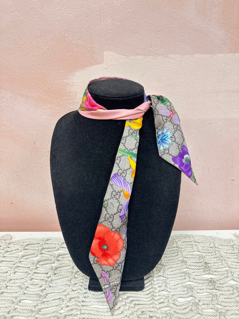 Gucci GG Monogram Flora Silk Neck Tie w/ Box