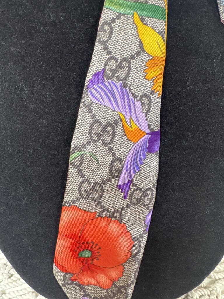 Gucci GG Monogram Flora Silk Neck Tie w/ Box