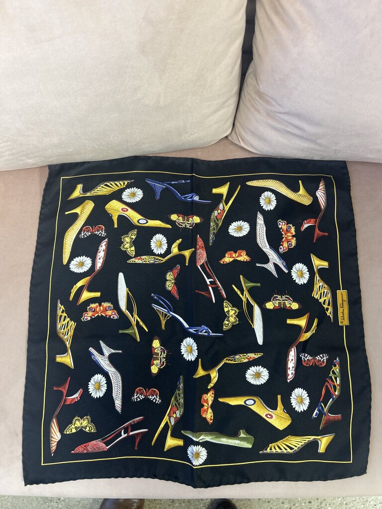 Ferragamo High-Heel Print Silk Scarf