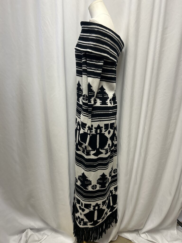 Johanna Ortiz Patterned Off The Shoulder Dress Fringe Hem