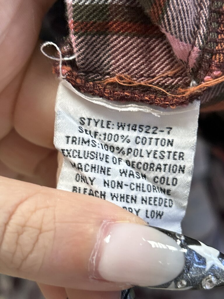 Johnny Was Embroider V-Neck Plaid Top