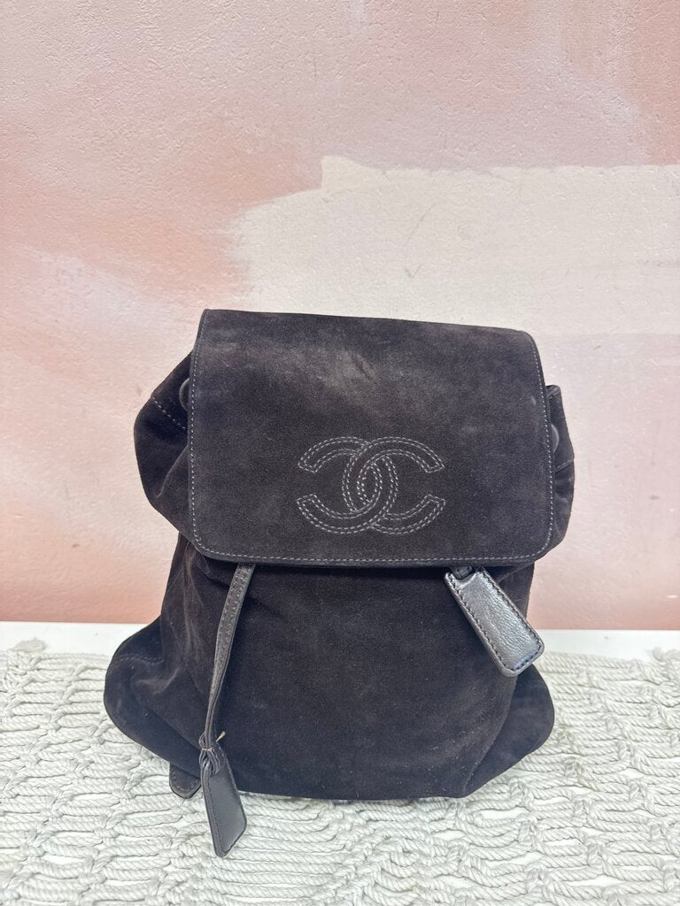 Chanel Suede Interlocking CC Backpack '97-'99