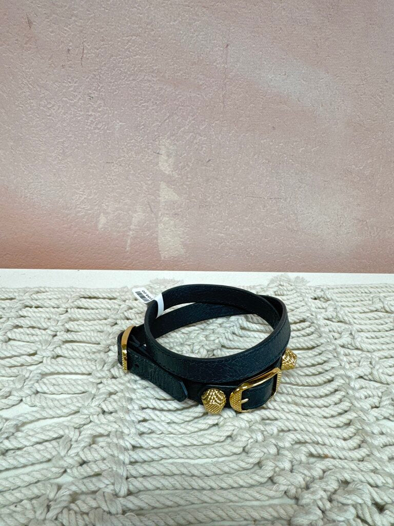 Balenciaga City Triple Wrap Leather Bracelet