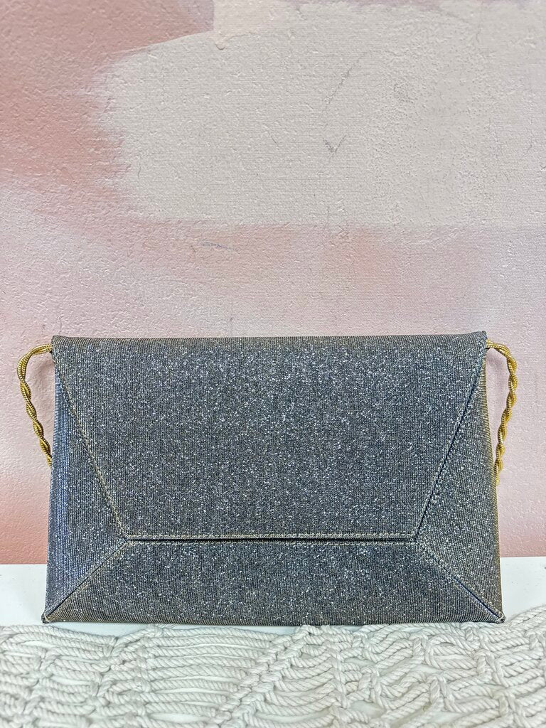 Stuart Weitzman Pewter Glitter Clutch