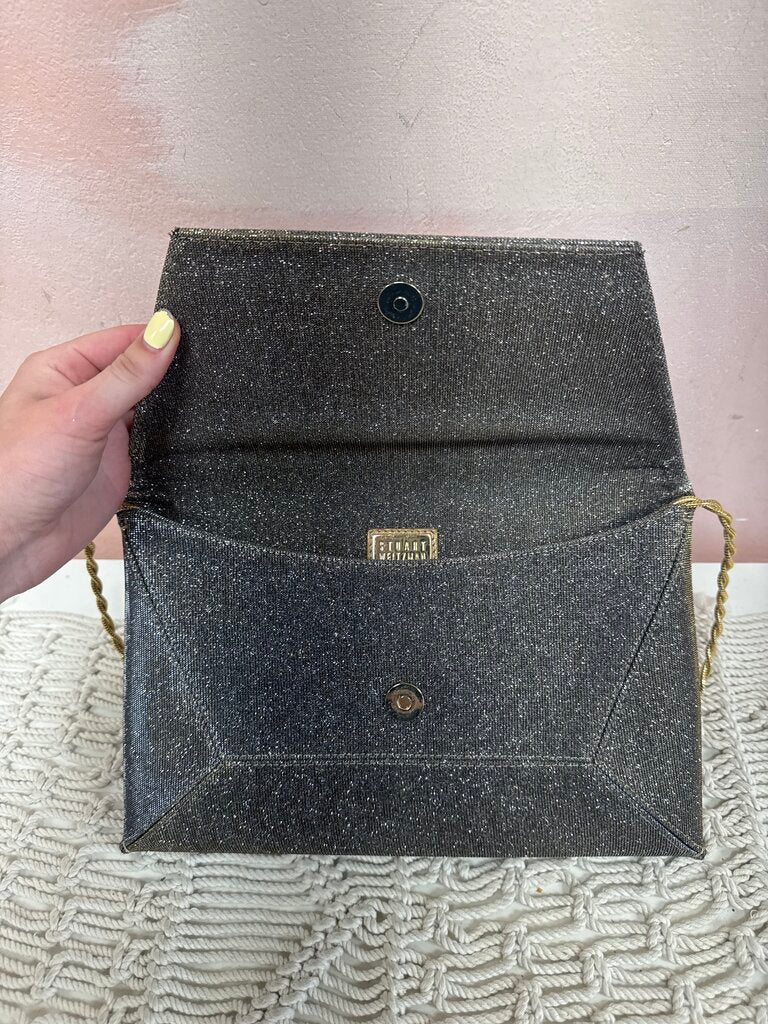 Stuart Weitzman Pewter Glitter Clutch