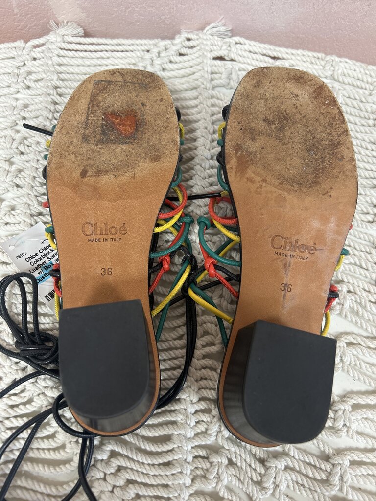 Chloe Colorblock Leather Sandal w/ Box and Dustbag