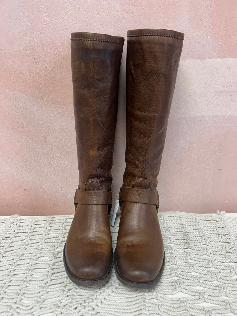 Frye Leather Riding Boot w/ Buckle Detail