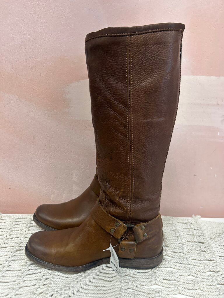 Frye Leather Riding Boot w/ Buckle Detail