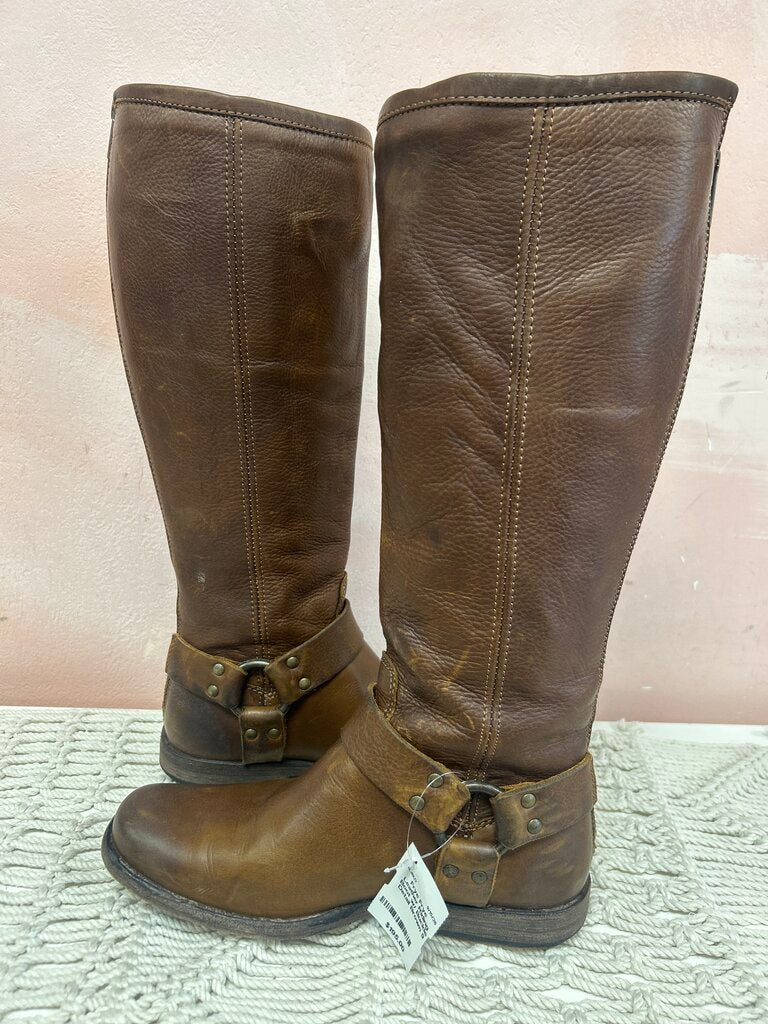 Frye Leather Riding Boot w/ Buckle Detail